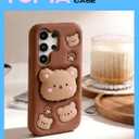 Kawaii 3D Teddy Bear Pop-Up Stand and Grip Phone Case for Samsung Galaxy S24 Ultra, Cute Cartoon Animal Phone Cover for Girls, Boys, Kids, Teens, and Womens