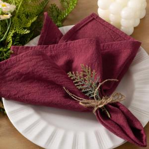 Socomi Cloth Napkins Burgundy Valentine's Day Washable Reusable Bulk Linen Cotton Napkins Set of 6 17"x17" for Wedding Party Bridal Baby Shower Birthday Dining Table Decorations