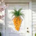 24" Pre-lit Tulip Carrot Easter Wreath for Front Door Spring Carrot Swag with Battery Operated Lights & Burlap Bow Farmhouse Spring Wreath for Porch Wall Artificial Flower Welcome Hanging Sign