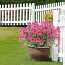 XEOLIAN 12 Bundles Artificial Flowers Outdoor UV Resistant Fake Plastic Plants Indoor Outside Hanging Plants Garden Porch Window Box Home Wedding Farmhouse Festive Shrub Decor (Rose Red)