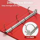 SUNEE 1.5 Inch Binders 3 Ring 6 Pack, Clear View Three Ring 1 1/2 Inch Binders PVC-Free (Fit 8.5x11 Inches) for School or Office Supplies, Classic 6 Colors