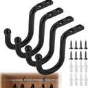 Closet Rod Bracket 4 Pcs Closet Rod Center Supports Hanger for up to 1-3/8 inch Rods, Heavy Duty Closet Rod Support Clothes Storage Hanger Provides Extra Support for Closet Rod (Black)