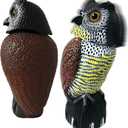 GiftExpress 16" Large Owl Decoy with Rotating Head  Realistic Garden Statue Bird & Squirrel Deterrent, Life-Size Predator Scarecrow for Outdoor Yard & Garden Protection