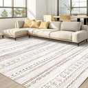 kakania 9x12 Washable Area Rug: Non Slip Soft Thin Carpet, Boho Geometric Modern Decor, Easy Clean Indoor Floor Large Rugs for Living Room Bedroom Kids Dorm Office Dining - Brown