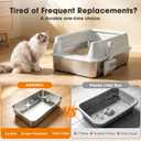 AIPERRO Stainless Steel Litter Box with Lid, XL High Sided for Large Cats