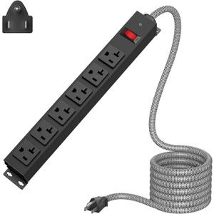 Heavy Duty Power Strip 20 amp Surge Protector,Wall mountable Power Strip,12 Gauge Extension Cord 5-15P Adapter High Amp 6-20R T-Slot Industrial Outlet,for Garage,Workshop & Industrial
