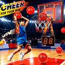Indoor Basketball Hoop Pro for Kids, Over The Door Basketball Hoop Indoor with LED Light/Scoreboard/4 Balls- Upgraded Anti-Impact Backboard, Basketball Toys Gifts for 6 7 8 9 10 11 12 Year Old Boys