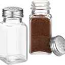 1 Set Retro Salt and Pepper Shakers Set Small Vintage Clear Glass Salt and Pepper Shakers with Stainless Lids for Home Restaurants Kitchens (3.54 x 1.57 Inch,Square Style)