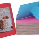 100 Pack Standing Paper Picture Frames 4x6,Cardboard Photo Frame with Easel,Paper Photo Frame Cards,Gallery Frames Bulk For Mother's Day Father's Day Graduation Birthday Wedding Classroom Craft DIY,Rainbow