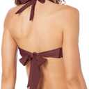 Amazon Essentials Women's Light-Support Tie Halter Bikini Swimsuit Top (Available in Plus Size) (Deep Brown)