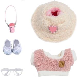 2 x Generic 6.7 in Doll Clothes Compatible, Plush Clothes Set, Cute Outfit Suitable, Doll not Included (Pink)