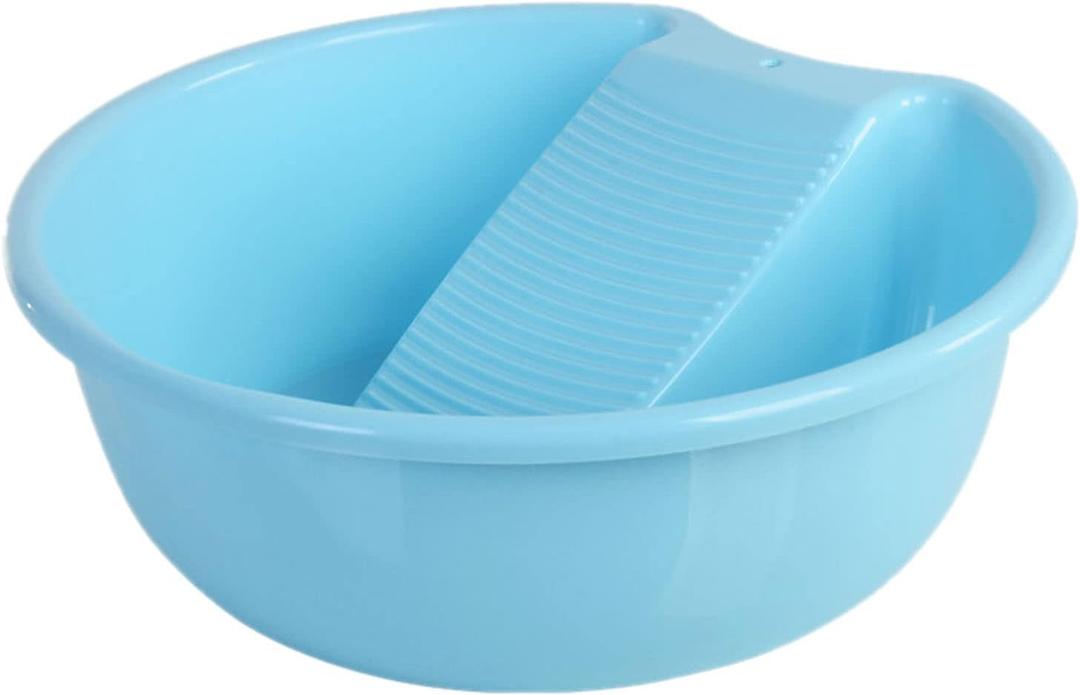 MZD Washboard Basin for Hand Washing Clothes and Small Delicate Articles, Blue, Plastic, 16.8" x 16.8" x 4.8", Countertop, Utility