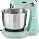 Dash Stand Mixer (Electric Mixer for Everyday Use): 6 Speed Stand Mixer with 3 Quart Stainless Steel Mixing Bowl, Dough Hooks & Mixer Beaters for Dressings, Frosting, Meringues & More - Aqua