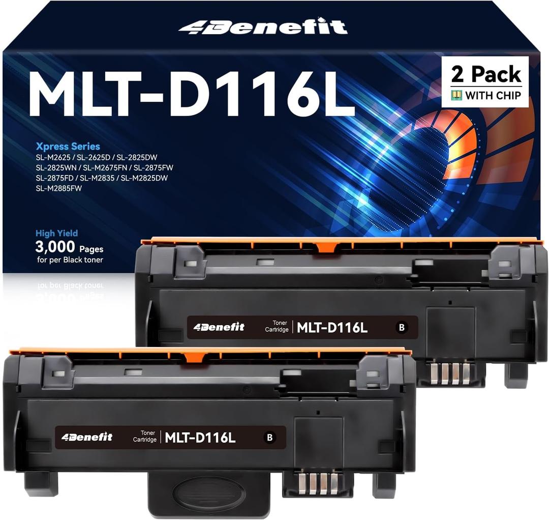 Compatible Toner Cartridge Replacement for Samsung 116L MLTD116L MLT D116L MLT-D116L Black Toner Cartridge Use with Xpress M2625D M2675FN M2676FH M2875FW M2875FD M2885FW M287x Printer(2 Pack)