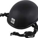 DOT Approved Beanie Motorcycle Half Helmet,Ultra-Thin Low Profile Skull Cap,German Style Novelty Small Helmet for Chopper Moped Scooter Motorbike Electric Bicycle (Medium, Matte Black)
