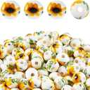 Hicarer 200 Pcs Ceramic Sunflower Beads 10 mm Summer Flower Ceramic Bead Round Porcelain Spacer Beads for Valentine's Day DIY Gifts Necklaces Earrings Bracelets Crafts Jewelry Making, Small