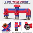 3 way Hose SplitterGarden Hose Connector and Outdoor Faucet Splitter,with Shutoff Valves Hoses Adapter -T Water Spigot Splitter Water Pipe Connector3/4" GHT Thread For Home Outdoor Gardenred 
