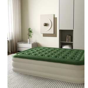 Zearna Inflatable 18 inch Queen Size Air Mattress with Built-in Pump Home Guest Bed