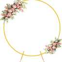 Putros 5FT Gold Round Backdrop Stand Metal Circle Balloon Arch Frame Wedding Arch for Ceremony Birthday Party Anniversary Bridal Graduation Decoration