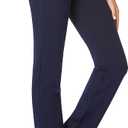 Tapata Women's Stretchy Straight Dress Pants with Pockets Tall, Petite, Regular for Office Work Business (32", Navy Blue, L)