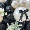 185pcs Black and Double Stuffed Pearl Sand Balloon Arch Kit with Bows & Faux Pearls, Black and White Balloons for Birthday Baby Shower Wedding Bridal Shower Anniversary Party Decorations (Blk Wht)