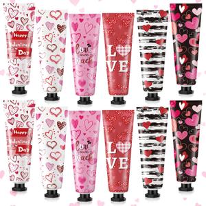 12 Pcs Valentine's Day Hand Cream Gift Bulk Valentine Gift Basket Stuffers Love Heart Moisturizing Galentine's Hand Lotion Bulk Small Dry Cracked Care Cream for Women Friends Seniors Clients, 30 ml