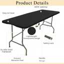 Folding Tables with Carrying Handle Lightweight Rectangular Portable Plastic Camping Table Steel Legs for Party, Dining, Wedding, Events, Picnic Indoor, Outdoor (5FT, Black)