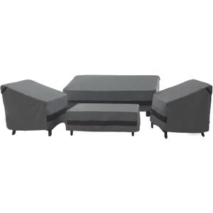 loriano Patio Furniture Cover Set, 4 Piece Outdoor Furniture Cover Waterproof, 600D Heavy Duty Lawn Patio Set Covers (Large, Grey)