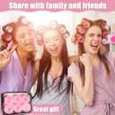 4 Sizes Self-Grip Hair Rollers Set for Long, Short Hair and Bangs - 50 Pcs with Clips (25mm, 36mm, 48mm, 60mm), Pink
