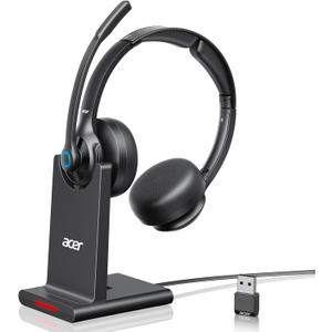 acer Wireless Headset with Mic for Work - 2.4G Bluetooth 5.3 Dual Mode Headphones,36Hrs Battery,ENC Crystal-Clear Calls Mic,USB Dongle for PC,Bluetooth Headset for Phone/Tablet, Home/Call Center (Black)