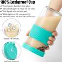 2 Pack Reusable Tea Cups, 24oz Glass with Lids