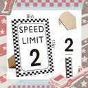 Race Car Birthday Decor, Speed Limit 2 Sign, Fast One, Race Car Birthday Party Decorations, 811 Wooden Play Sign with Stand, Let's Go Racing Party Supplies for Boy Race Fans - SL2