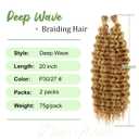 Eerya Long Curly Braiding Hair 20 Inch 2 Packs Ocean Wave Crochet Hair for Black Women Deep Wave Braiding Hair for Boho Braids(20inch,P30/27)