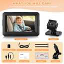 Zacro 1080P Baby Car Mirror Camera for Rear Facing Seat, USB/Type-C Port 4.3" Backseat Headrest Carseat Camera Monitor with HD Night Vision for Baby Safety in Car, 150 Wide View Angle, 360 Rotatable