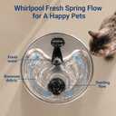 Cat Water Fountain, 118oz/3.5L Stainless Steel Cat Fountain with Ultra-Quiet Pump, LED Water Level Window, Automatic Cat Water Dispenser, 6-Layer Filtration Includes 2 Replacement Filters