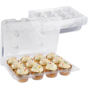 Cupcake Carriers for 12 Cupcakes,Premium Crystal-Clear Cupcake Boxes - 12 Sets of 10-Pack Standard Size, Easy Access, Eco-Friendly
