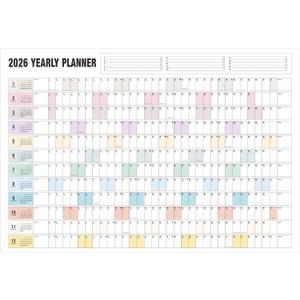 Yearly Wall Calendar 2026, Paper Full Year Wall Calendar One Page, 365 Day Calendar at One Glance, 23"X 33", Paper Folded