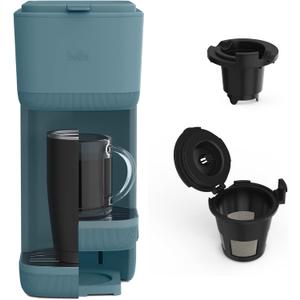 BELLA Single Serve Coffee Maker, K Cup & Coffee Ground Compatible with Removable, Adjustable Drip Tray, Auto Shutoff & Reusable Dishwasher Safe Accessories, Brews 6oz to 14oz, 1000 Watt, Surf
