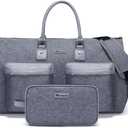 Modoker Convertible Garment Bag with Toiletry Bag, Carry On Garment Duffel Bag for Men Women Travel, Multi-Function Suit Bag 2 in 1 Hanging Suitcase, Grey
