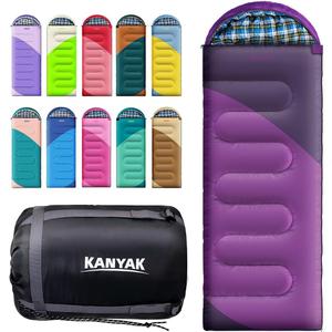 Camping Sleeping Bag, 32 Sleeping Bags for Adults Kids Teens Cold Weather Warm Sleeping Bag Winter for 3-4 Season Camping, Camping Gear Equipment, Traveling, and Outdoors (Eggplant & Black)