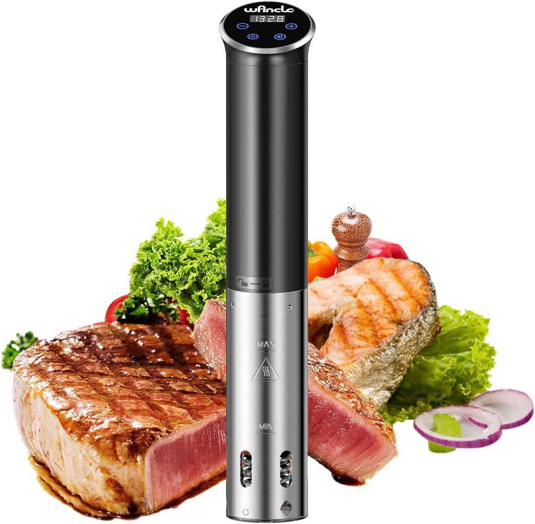 Sous Vide, Wancle 1100W Immersion Circulator, IPX7 Sous Vide Cooker, Small Space-Saving Design, Sous Vide Machines with Accurate Temperature Control, Black, 120V