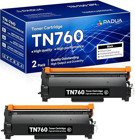 TN-760 TN760 High Yield Black Toner Cartridge Compatible TN-760 Replacement for Brother TN760 TN 760 HL-L2350DW HL-L2370DW HL-L2390DW HL-L2395DW MFC-L2710DW DCP-L2550DW Printer Toner (2 Pack)