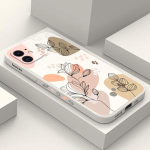 for iPhone 11 Case, Phone Case Side Creative Morandi Line Flower Design Prints Slim Soft Shockproof Cover Protective, Women-White2, CMZBYTPGITEMFLORAL