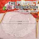 100Pcs Clear Charger Plates Bulk Wedding - 13" Premium Plastic Ruffled Silver Rim Chargers with Flora Reef Design，Decorative Dinner Charger Plates for Events & Parties