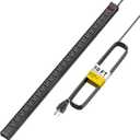 24 Outlet Long Power Strip, Heavy Duty Metal Power Strip with 10 ft Long Extension Power Cord for Cabinet, Industrial, Commercial Home Wall Mount Power Strip,ETL Listed (Black)
