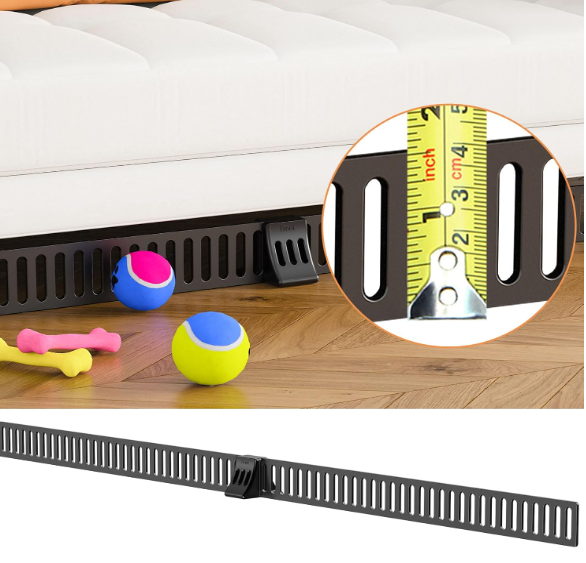 Under Couch Blocker for Toys 6" H, Plastic Under Furniture Gap Protector for Pets Blocker with Retainer, Spliced Barrier to Block Cats and Dogs for Bed Sofa Clearance (Black 36 Pack 18 Feet)