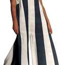Ythomm Womens Striped Wide Leg Jumpsuits Boho Strapless Long Romper Off Shoulder Summer Jumpsuits One Piece Travel Outfits (S)