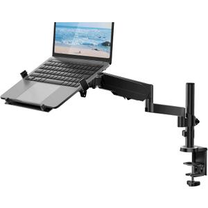 WALI Laptop Tray Desk Mount for 1 Laptop Notebook Fits 10-15.6 Inch, Gas Spring Monitor Arm with Vented Cooling Platform Stand (GSDM001LP), Black