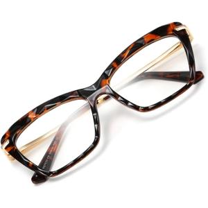FEISEDY Crystal Cat Eye Reading Glasses Blue Light Blocking Reader Anti Eyestrain Glasses B2596 Leopard 3.00x