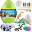 National Geographic Giant Dinosaur Egg Activity Kit  15+ Dino Crafts, Painting Cars, Clay Models, Dig Brick, Stickers & Learning Guide, Easter Basket Stuffers, Dinosaur Science Toy for Boys & Girls